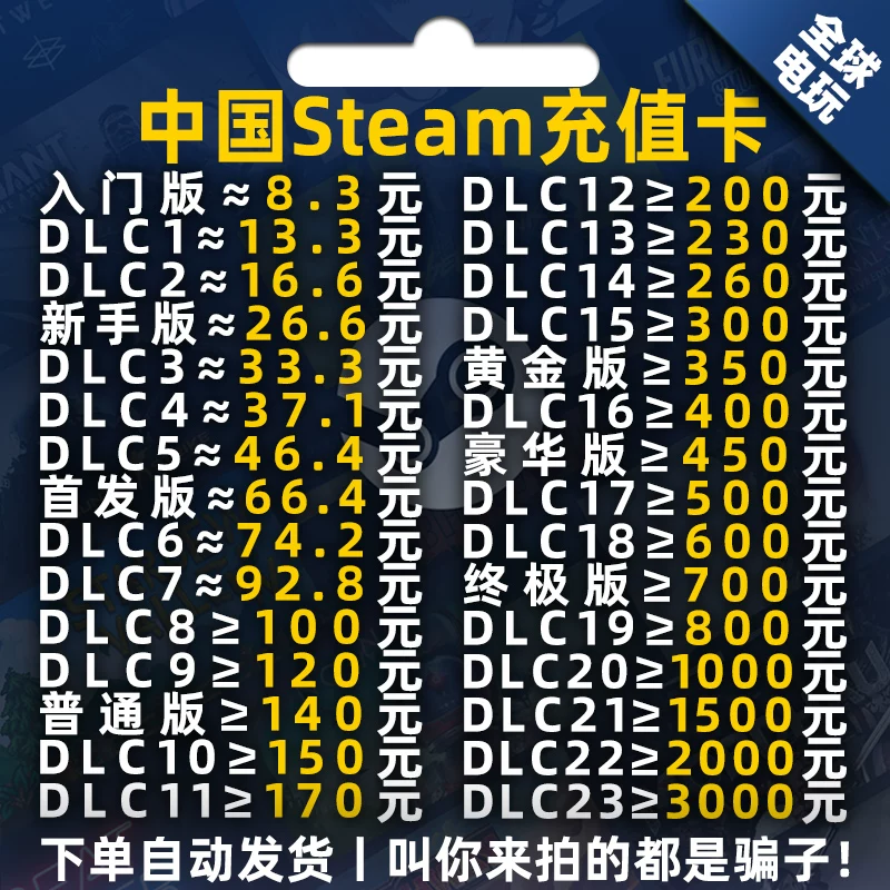 自动秒发 中国区steam充值卡Steam余额钱包码 国区余额黑神话悟空